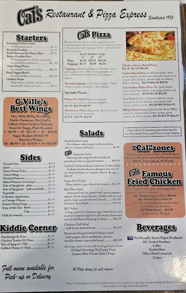 Cal's Restaurant & Pizza Express Menu image 1