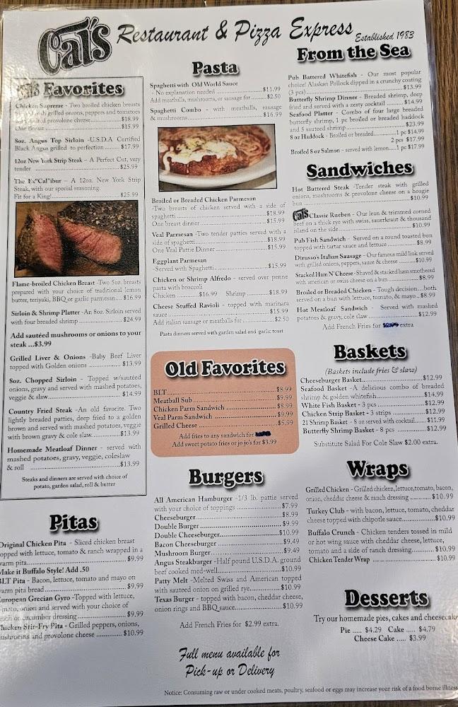 Cal's Restaurant & Pizza Express Menu image 2